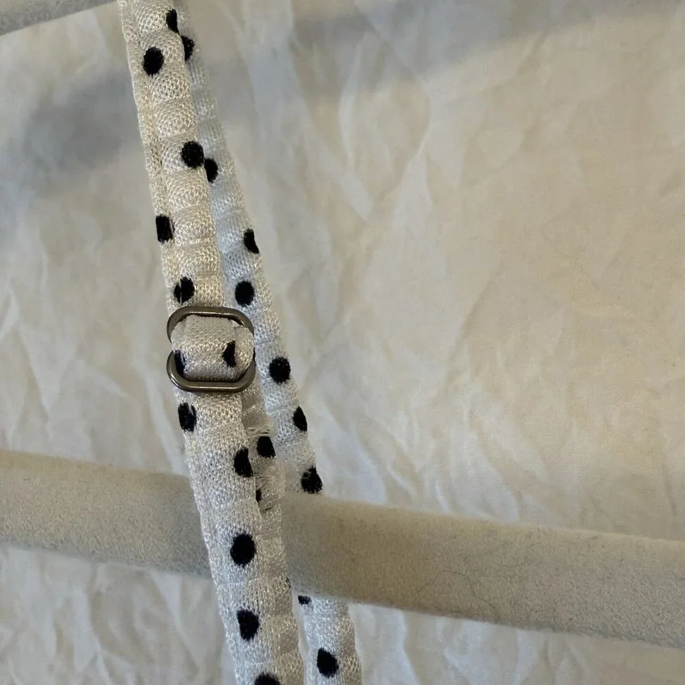 Abercrombie & Fitch Large Sleeveless Babydoll Top Black White‎ Polka Dots Y2K - Picture 7 of 8